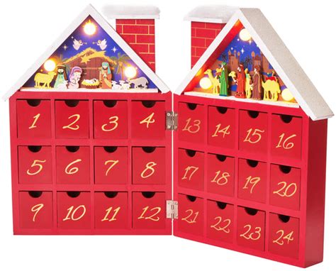 Brubaker Reusable Wooden Advent Calendar To Fill Red Christmas House