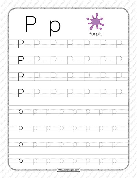 Printable Dotted Letter P Tracing Pdf Worksheet Alphabet Writing