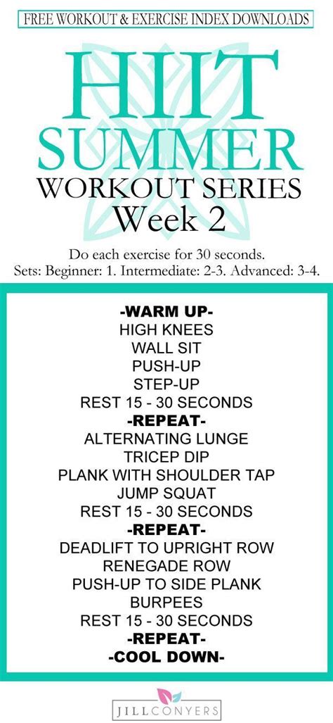 Hiit Summer Workout Series Week 2 With Free Downloads Jill Conyers