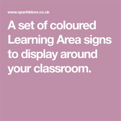 A Set Of Coloured Learning Area Signs To Display Around Your Classroom