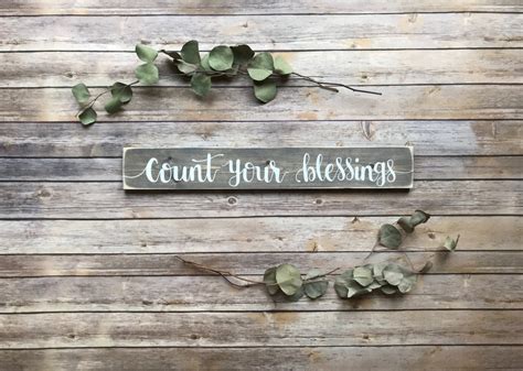 Wood Sign Count Your Blessings Sign Blessed Blessing Etsy