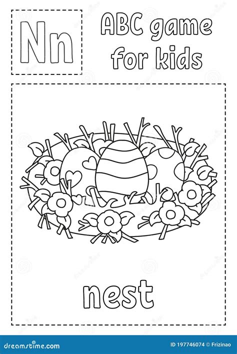 Letter N Is For Nest Abc Game For Kids Alphabet Coloring Page