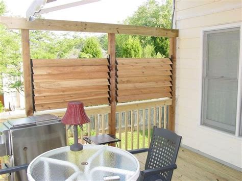 Obviously, screen panels or screen porch windows are the most important part of a screened porch. DIY Simple Louvered Privacy Fence for Deck / Patio in your ...
