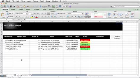 Excel An Automated Action Tracker Youtube