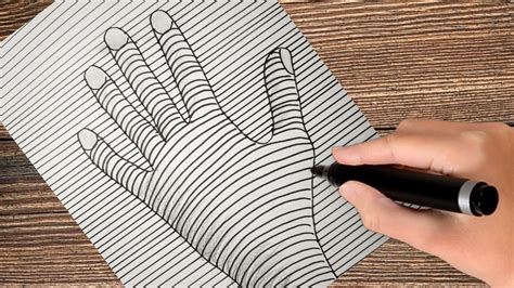 3d Hand Drawing With Lines