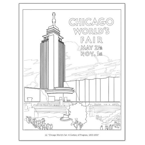 Chicago Skyline Simple Drawing Sketch Coloring Page