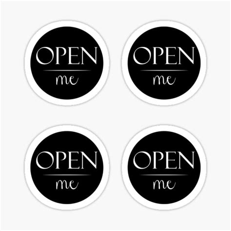 Open Me Minimalist Sign Black Circle Sticker For Sale By