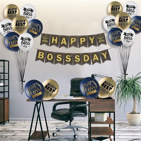 Lwbdd Happy Boss Day Banner And Balloons Decorations For