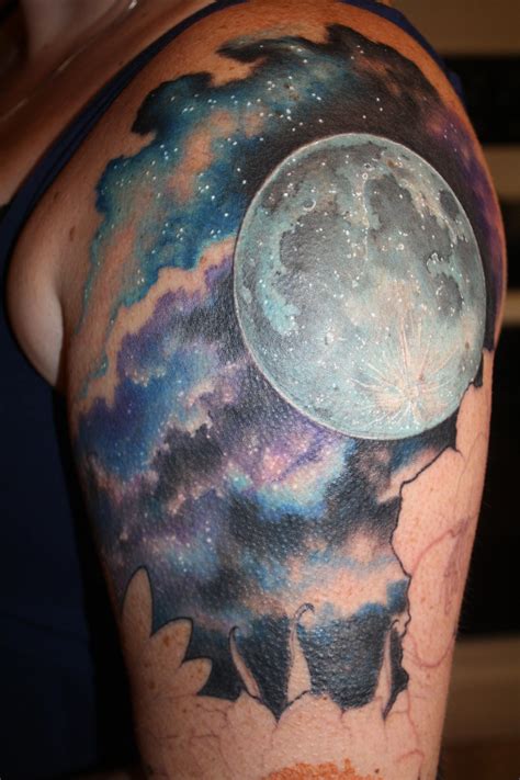 Leah Sleeve Sky Tattoos Realistic Moon Tattoo Night Sky Tattoos