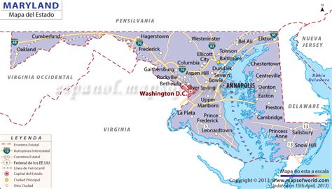 El Mapa Del Estado De Maryland Estados Unidos De America