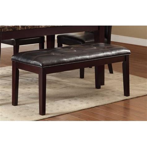 The sleek and smooth lines add to a unique style that works great in any dining area. Homelegance Faux Leather Dining Bench, Dark Brown and ...