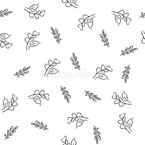 Doodle Simple Vector Seamless Pattern Of Hand Drawn Leaves Seamless