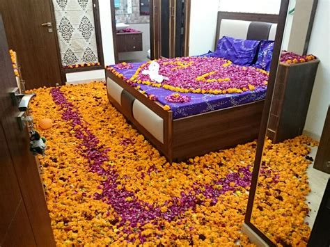 Bed decoration with flowers first room pictures. Bridal Bed Room Decoration For 1st Night Gurgaon Delhi ...