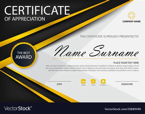 Gold Black Elegance Certificate Template Set Vector Image