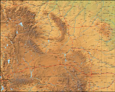 Map Of Wyoming And The Surrounding Region