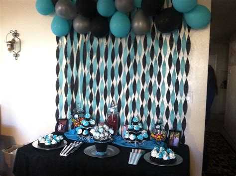 Teal Silver Black Birthday Cupcake Table Setup Black Party