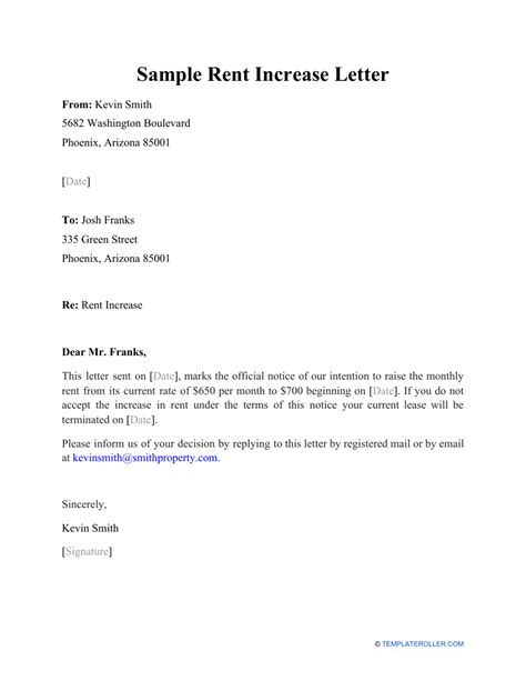 Sample Rent Increase Letter Fill Out Sign Online And Download PDF Templateroller