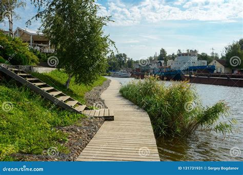 Wooden Walkway Next To The River Stock Image Image Of Foliage Walk