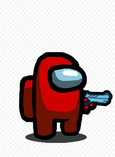 Hd Red Among Us Character With Gun Hand Png Citypng