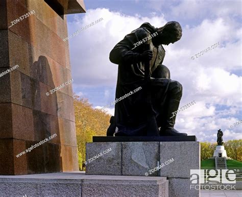 Kneeling Soldier On Soviet War Memorial Treptower Park Berlin