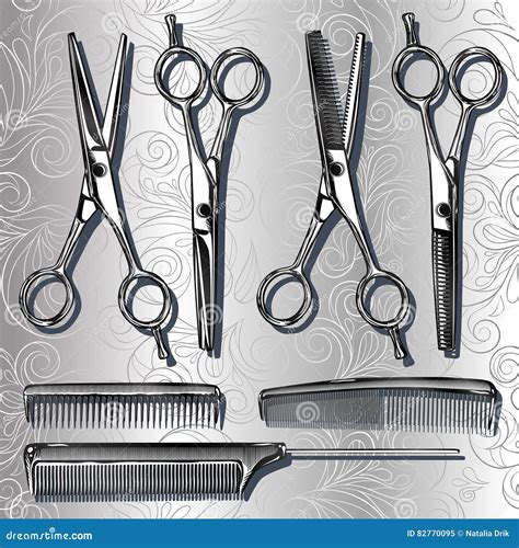 Tools For Hairdresser Scissors And Combs Stock Vector Illustration Of
