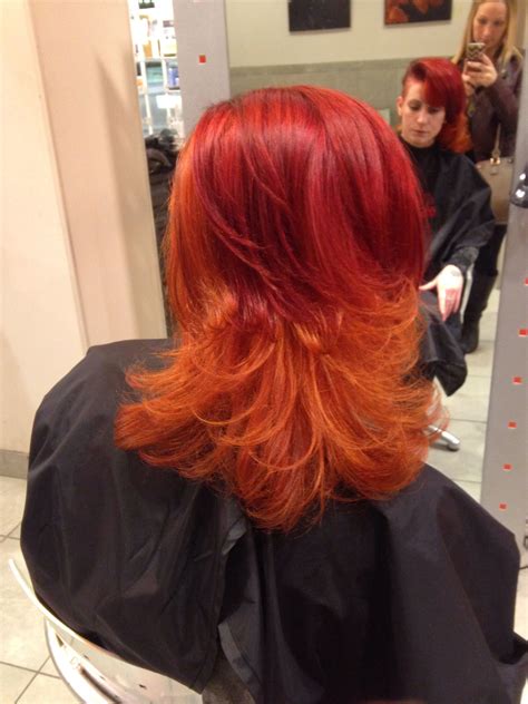 Pravana Red To Orange Block Coloring Long Hair Styles Hair Color Hair