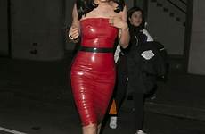 kylie latex jenner dress red