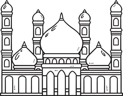 Ramadan Mosque Isolated Coloring Page For Kids 14743502 Vector Art At