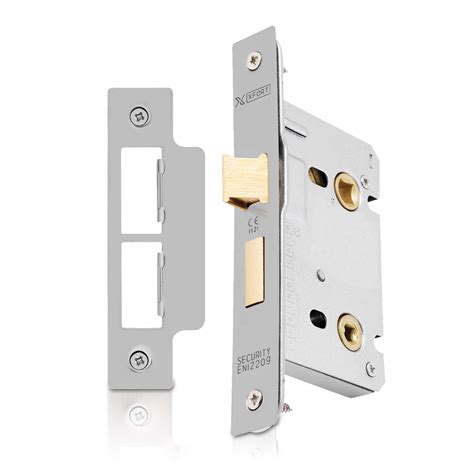 Xfort Satin Chrome Bathroom Lock 65mm For Internal Wooden Doors