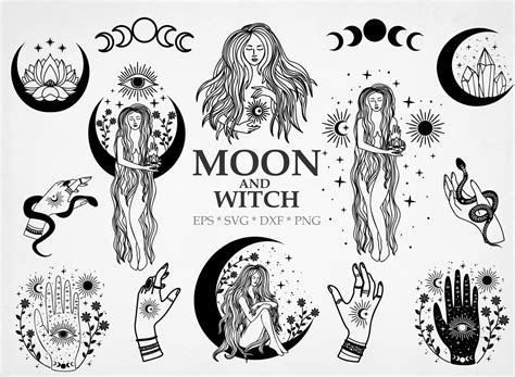 Boho Moon Svg Svg Witch Svg Moon Child New Moon Svg Crescent Moon