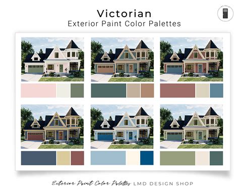 Victorian Exterior Paint Color Palettes House Paint Colors Etsy