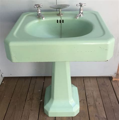 Vintage Bathroom Pedestal Sink Twilight Blue Eljer Spread Baby Blue Retro Nos Sinks Home