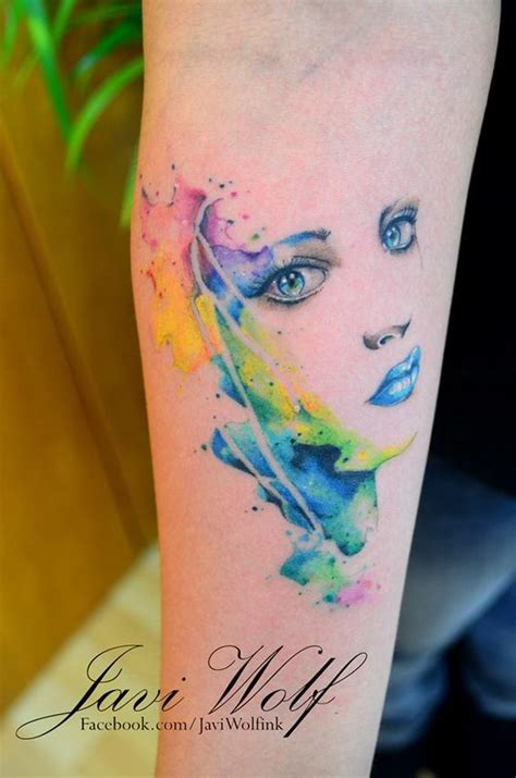 Watercolor Face Tattoo Tattooed By Javi Wolf My Work Tattoos