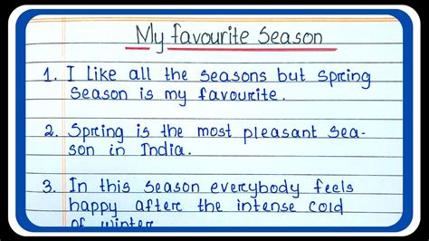 Write An Essay On My Favourite Season Lines On My Favorite Season Essay Writing English