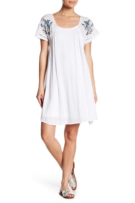 Nina leonard dress plus size. Nina Leonard | Embroidered Sleeve Trapeze Dress ...