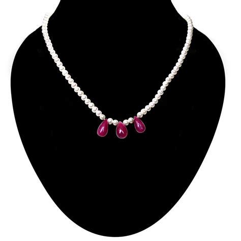 Mesmerizing Ruby Pearl Necklaces Surat Diamond Jewelry