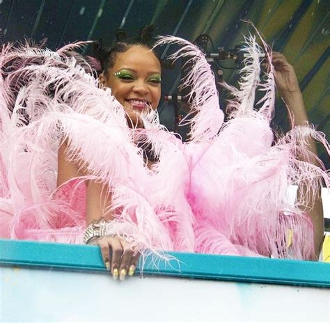 Rihanna Dazzles Cropover Festival In Pink Feathers Thejasminebrand
