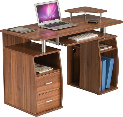 Computer Desk With Shelves Cupboard And Drawers For Home Office In