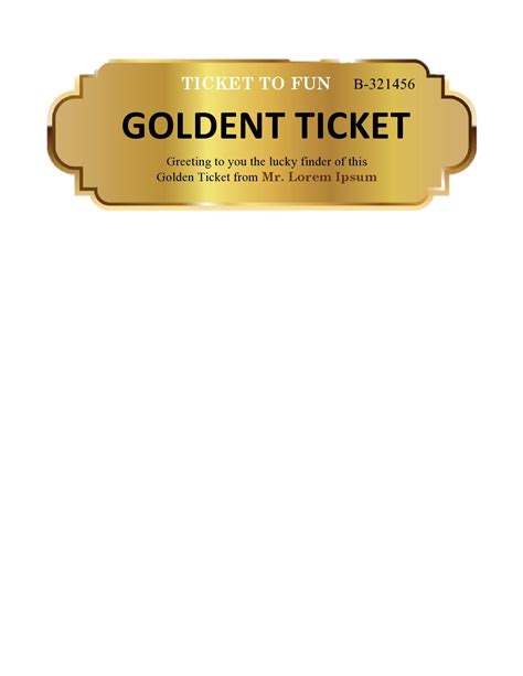 Golden Ticket Template Editable Free Printable Templates