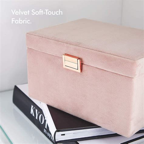 Amazon Com Beautify Blush Pink Velvet Jewelry Box Organizer And