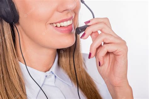 Free Photo Beautiful Young Call Center Assistant Smiling Isolated