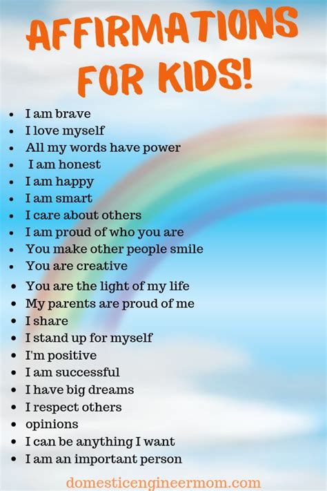 Affirmations Every Child Needs To Hear Positive Affirmations For Kids