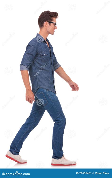 Side View Of Man Walking Stock Image Image Of Happy 29636461