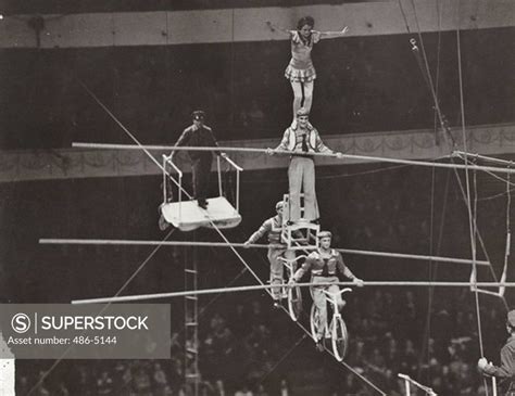 Tightrope Walkers Performing In Circus Tightrope Walker Vintage Circus Digital Advertising