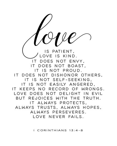 Love Is Patient Love Is Kind 1 Corinthians 13 4 8 Printable Etsy
