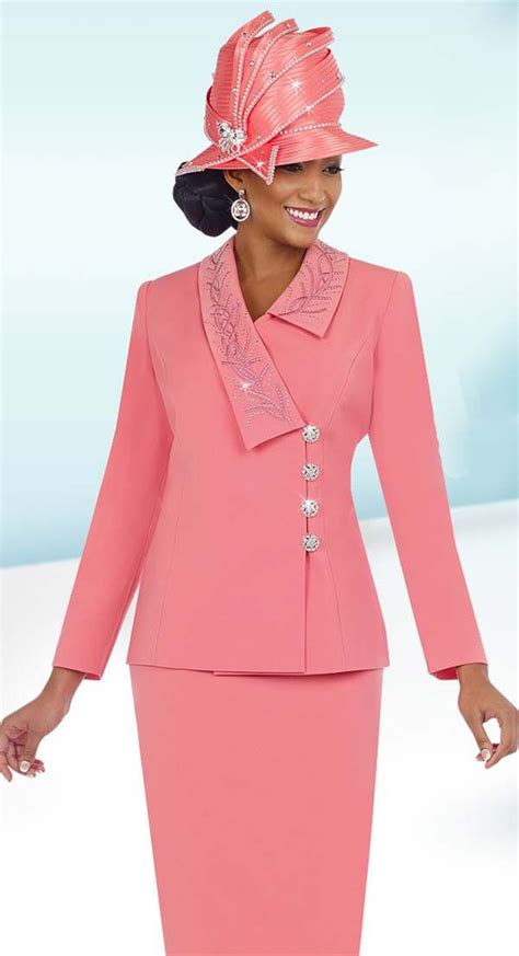 Fifth Sunday 52832 Coral Two Piece Skirt Suit With Embellished