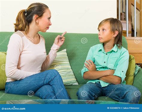 Mother Scolding Teenage Son Stock Photo Image Of Together Caucasian