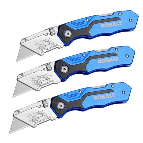 Kobalt 3pk Lockback 3 Blade Folding Utility Knife In The Utility Knives