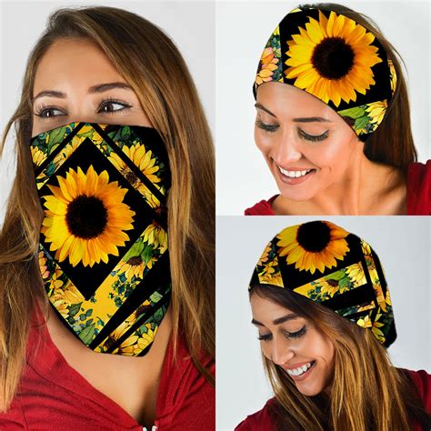 Sunflower Bloom Hippie Bandana Mask Homewix
