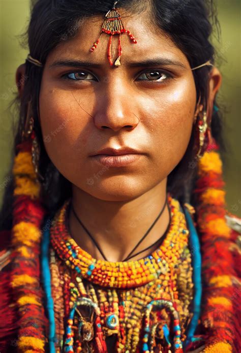 Premium Ai Image A Beautiful Indian Tribal Women In Painting Art A
